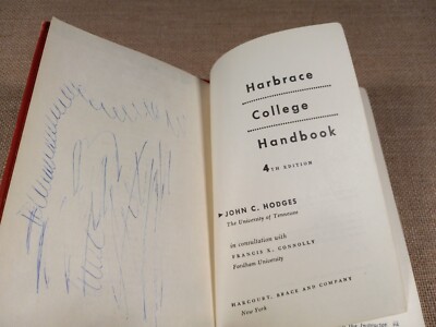 Harbrace College Handbook English 4th Ed. 1956 HC textbook John