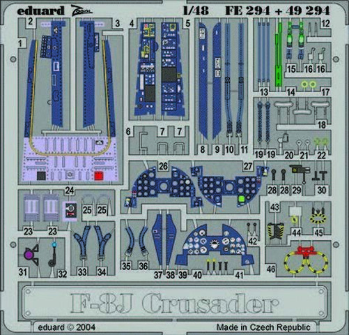 Eduard Accessories Fe294 - 1:48 F-8J Crusader - Etching Set - New