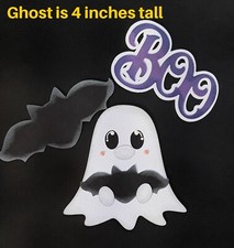 GHOST CUTIE w/ bat premade paper piecing 3D die cut set HALLOWEEN by Rhonda