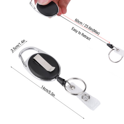 2 X 60cm Reinforced Steel Wire Retractable Key Ring With - Foto 6