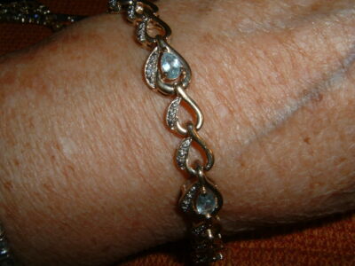 GOLD OVER STERLING ROSS SIMONS INCH GENUINE AQUAMARINE TENNIS BRACELET 
