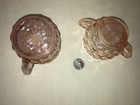 VTG PINK DEPRESSION GLASS CREAMER CREAM PITCHER  Sugar Bowl DIAMOND PATTERN — photo 6