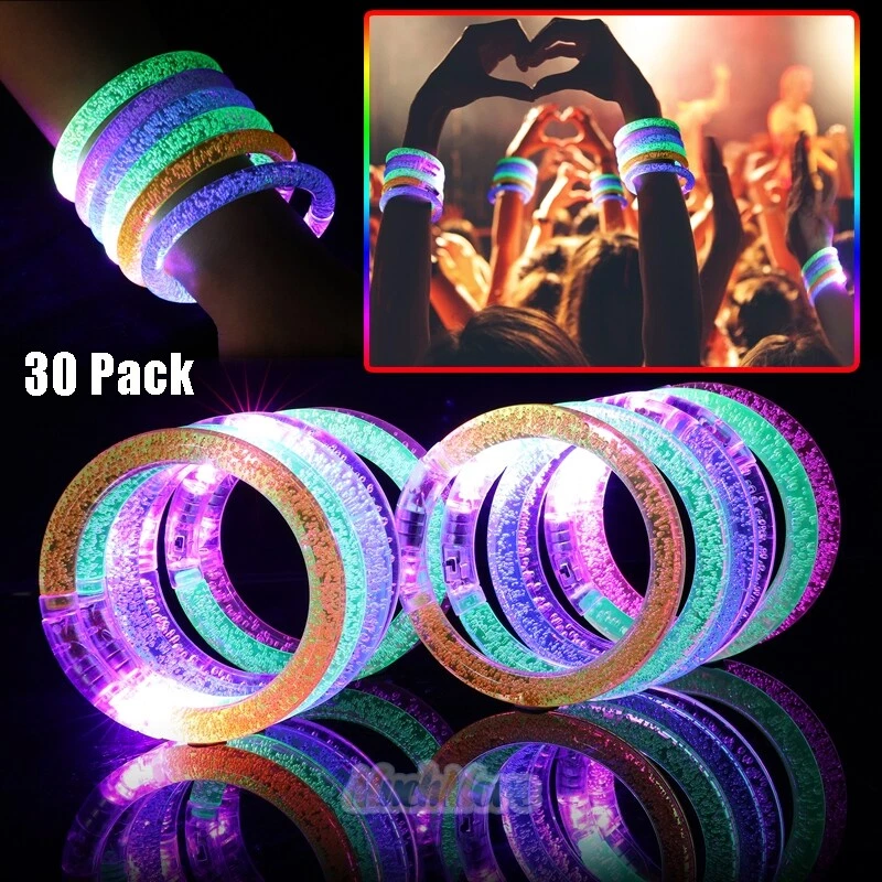 LED Bracelet Flashing Bangle Light-Up Wristband Glow Blink Party