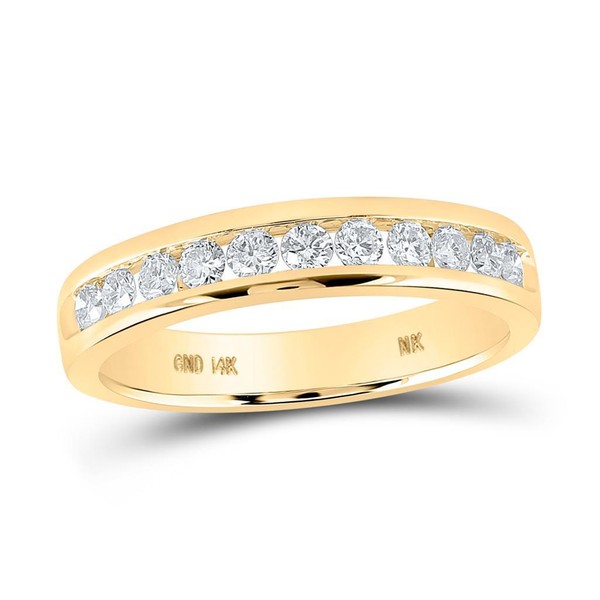 14K Gelbgold Kanal Diamant Einzelne Reihe Ehering JubiläUm Ring 1/2 Karat-image