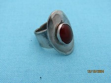 Beautiful Sterling Silver 925 Red Coral Stone Saddle Ring Size 3.5'' 6.3 Gr X663