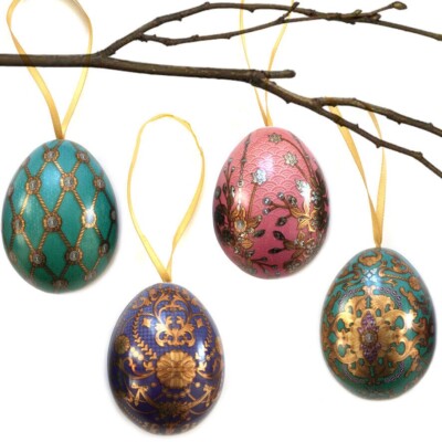 4 VINTAGE BLUMEN OSTERN EIER BOX HÄNGEN Kinder Jagd Party Aufbewahrung Schmuckstück Geschenk
