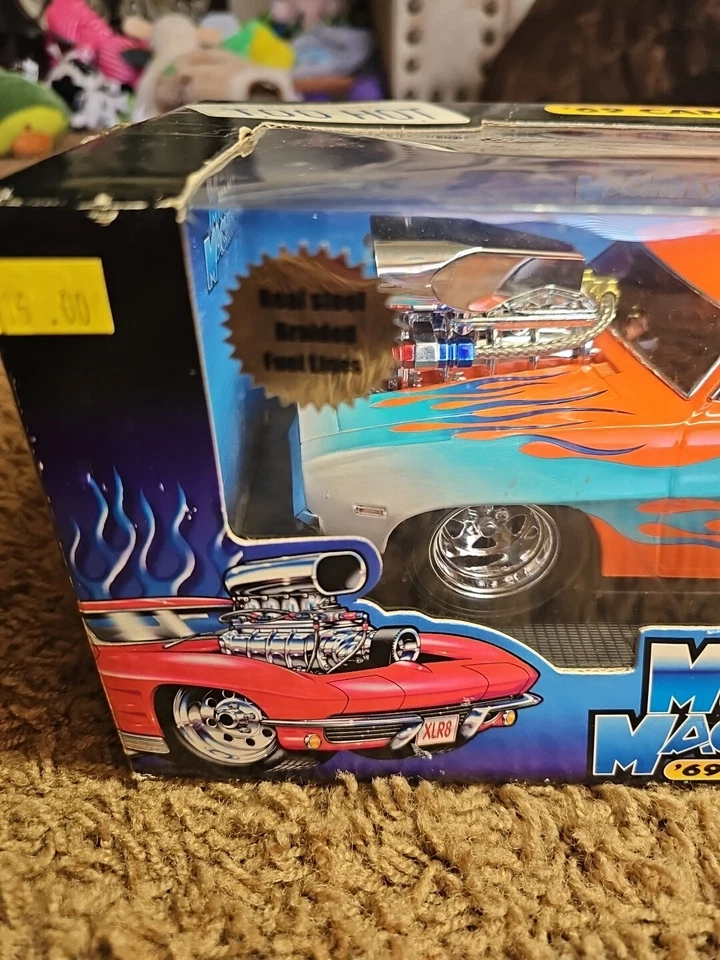 Vintage Muscle Machines 1969 Chevy Camero Orange With Blue Flames 1:18 Scale NEW - Image 3 of 4