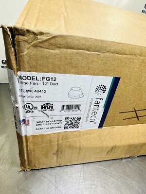 Fantech FG12 12in. Inline Centrifugal Duct Fan 40412 -30 Day Warranty   