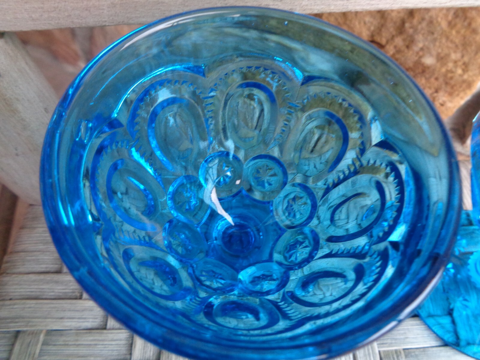 5 L. E. Smith Vintage Blue Moon & Stars Glass SHERBET / CHAMPAGNE / WINE Glasses eBay