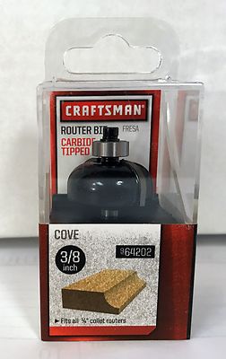 NEW CRAFTSMAN 3/8'' COVE CARBIDE TIPPED ROUTER BIT 64202 9-64202 1/4'' SHANK