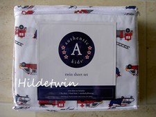 AUTHENTIC KIDS FIRE ENGINES TRUCKS HELICOPTER RESCUE VEHICLES TWIN SHEET SET NIP