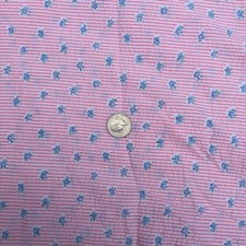 Vintage 36W Cotton Fabric Quilting Blue Rose Coral StripeSeersucker Plisse BTAHY