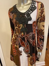 Runway Paris Paisley Print Brown Tan Dress Women's Size Small Boho NWT $89