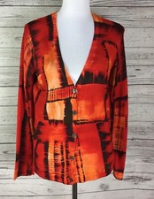 Jones New York Women  s Multicolor V-Neck Button Front Cardigan Sweater Size S