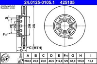 2X Bremsscheibe ATE 24.0125-0105.1 FüR A4 B6 B7 Audi B5 Exeo Seat 8E2 ST A6 C5 1