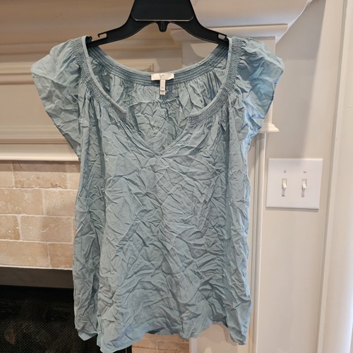 Joie XS Silk Womens Teal CrinkleBlouse