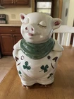MINT VINTAGE 1940s SHAWNEE POTTERY SMILEY PIG Cookie Jar Shamrocks Clovers