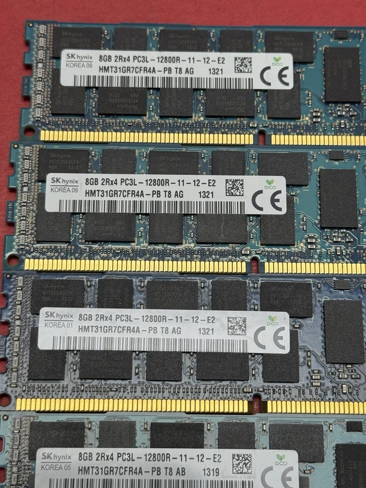 Lot Of 5 8GB 2Rx4 PC3L Server Memory 4-SK Hynix 12800R & 1 Samsung 10600R - Image 3 of 3