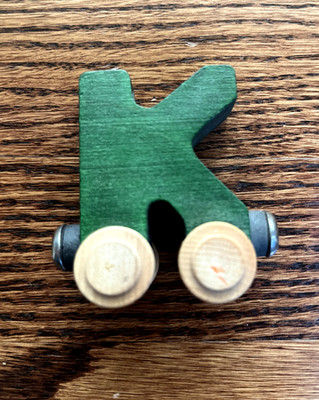 Maple Landmark Name Train Letter K - Magnetic Wooden K Train Car Green-Made USA