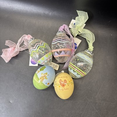 Porcelain And Glass Easter Egg Ornaments/ Lot Of 5