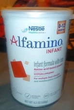 1 Alfaamino Infant Baby unflavored Hypoallergenic Amino Based Formula 11/2026+