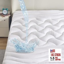 Waterproof Mattress Topper Size, Cooling Mattress Pad Cover for Queen White