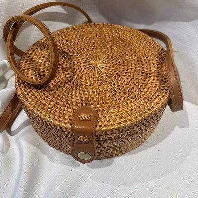 Straw Studios Purse Hand Woven In Bali. - Image 1 of 4