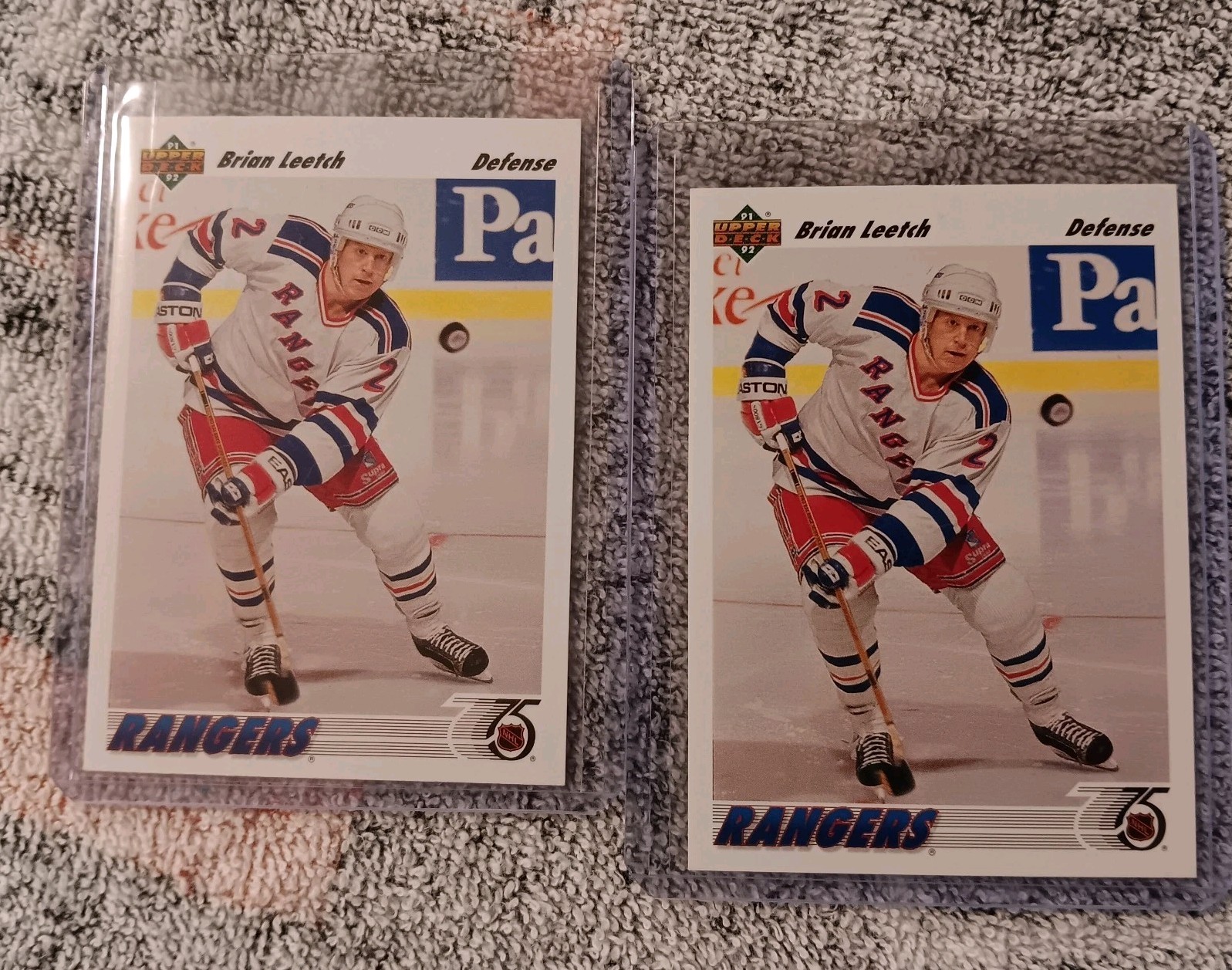 1991-92 Upper Deck #153 Brian Leetch New York Rangers (2x) Hockey Cards NHL