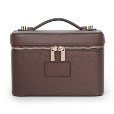 Leather Makeup Bag Vanity Case for Women Travel Cosmetic Organizer Toiletry Bag