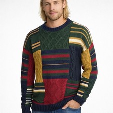 90s LARGE Sweater Multi Heavy Knit ALL COTTON Pullover Vintage Retro