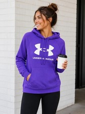 Under Armour Hoodie Women XS Loose Fit Fleece Pullover Logo Sweatshirt Athletic