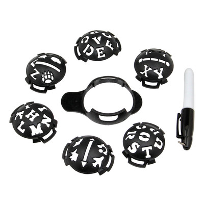 RHINORO Golfball Line Marker Set, 6 Monogrammschablonen mit Markierstift
