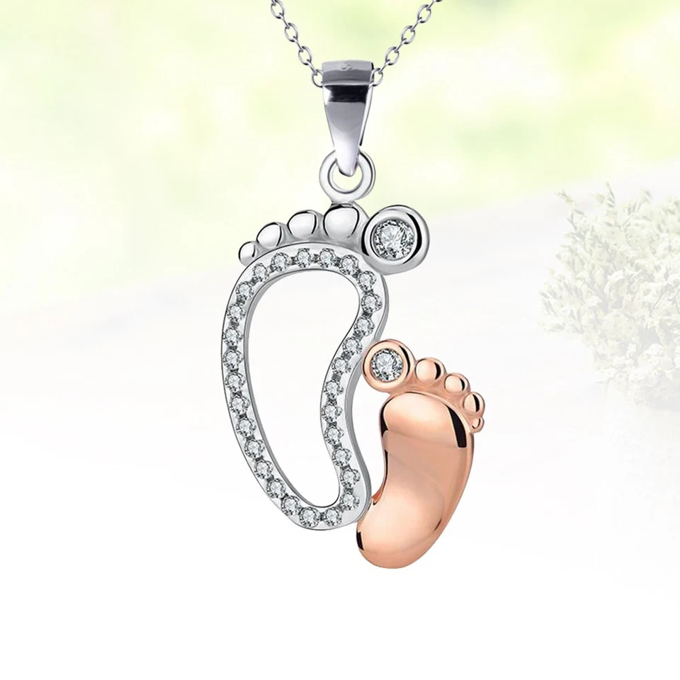  Collana a forma di moda con grandi piedi e piccoli piedi Collana con ciondolo - Immagine 3 di 4