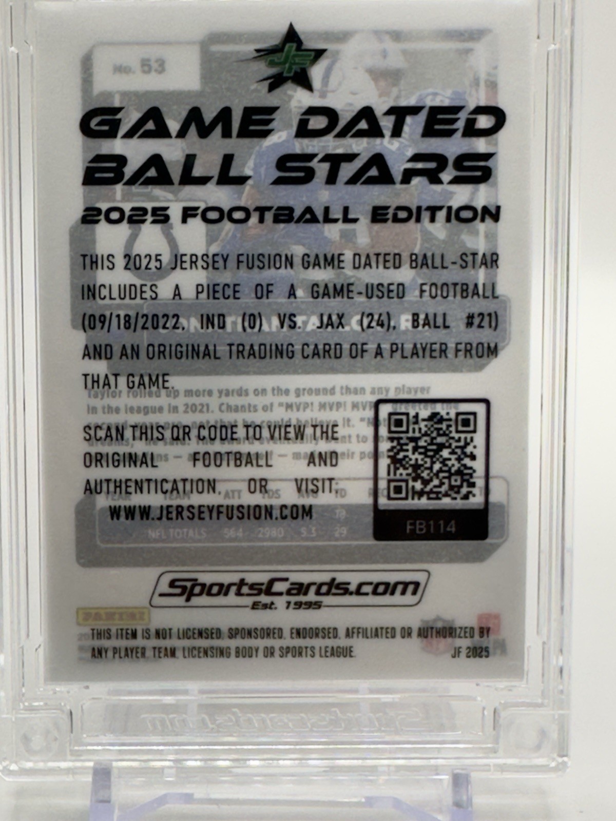 2025 Jersey Fusion Game Used Ball Jonathan Taylor Gold Press Proof /51 + 6 More view 4