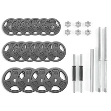 100LB Cast Iron Standard Weight Plate Sets Both Dumbbell and Barbell Gym Home