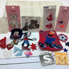 Variety LOT of 23 Vintage Iron On/Sew On Appliques  2- Cloth Ornaments
