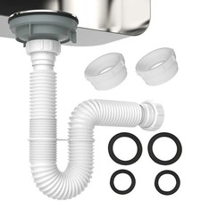 Flexible Sink Drain Pipe 112 inch with Ptrap and Adapters for Easy Installation