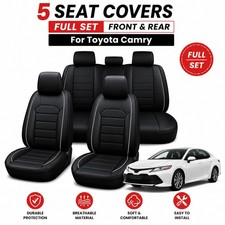 5 Seat Car Seat Covers Full Set Front Rear For Toyota Camry Black Protector