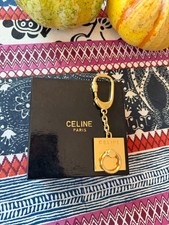 Celine Paris Goldtone Bag Charm Keychain with...