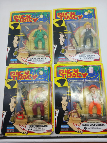 Vintage Playmates Dick Tracy MOC 4 Figure Lot Pruneface Influence Sam Catchem