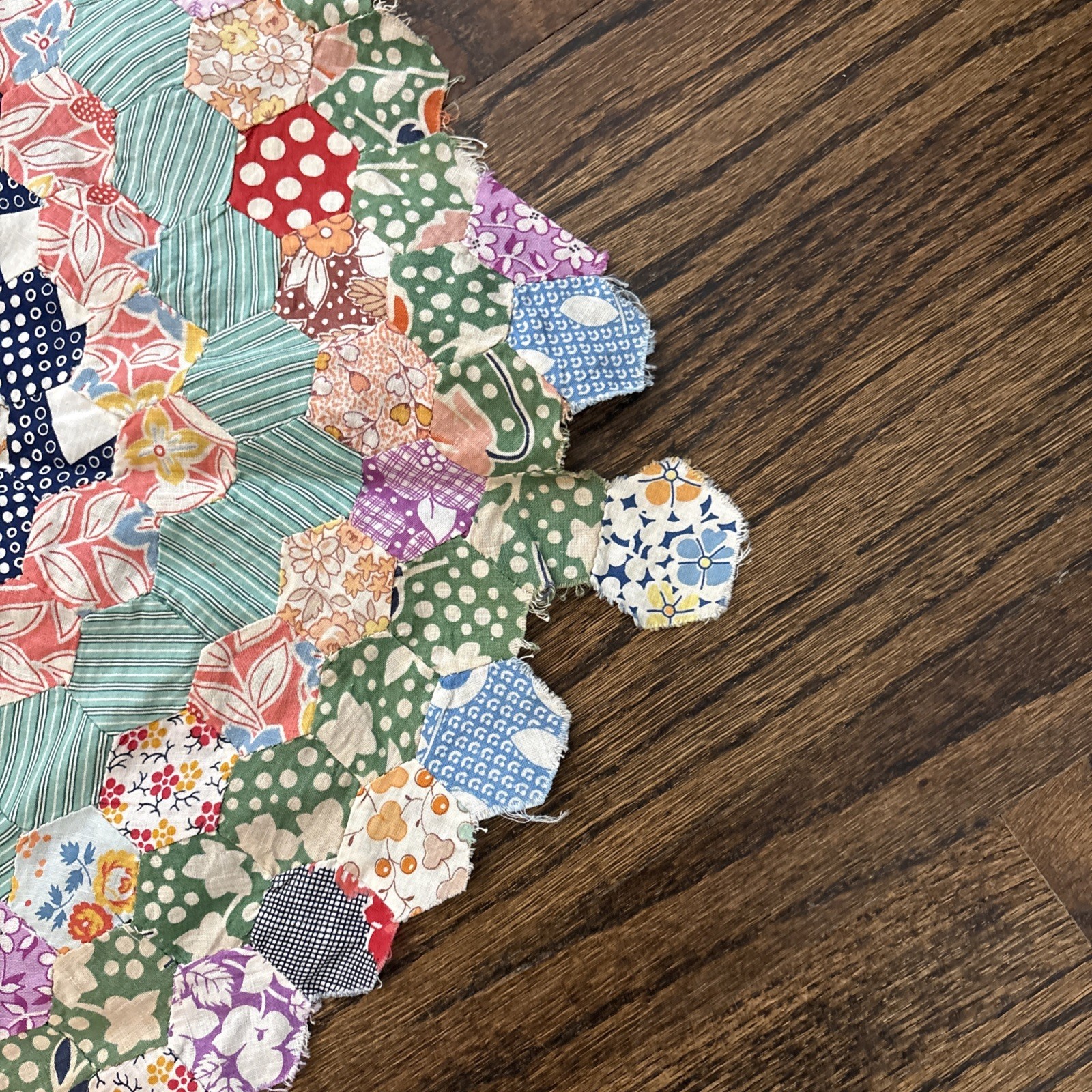 Vintage English Paper Piecing Work with Feedsack Fabrics 
