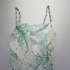 Oscar de la Renta Pink Label Silk Blend Camisole Top Green Floral Print Size M