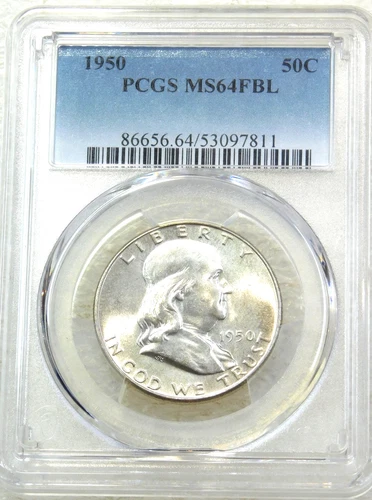 1950 Franklin Half Dollar PCGS MS64FBL Frosty White PQ New Holder #M329J