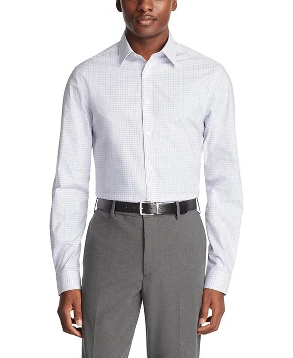 Calvin Klein Steel+, Men's Slim Fit Dress Shirt - Blue Multi - Size 16.5 32/33