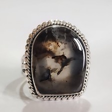 MONTANA AGATE NATURAL GEMSTONE 925 SOLID STERLING SILVER HANDMADE JEWELRY RING