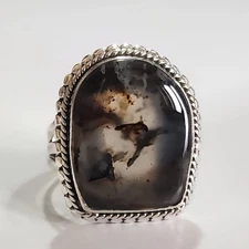 MONTANA AGATE NATURAL GEMSTONE 925 SOLID STERLING SILVER HANDMADE JEWELRY RING 