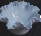 VTG. Fenton White Milk Glass Hobnail Ruffled Compote Bowl  — photo 3
