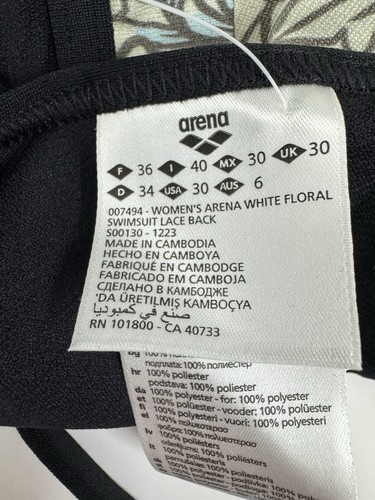 Traje de baño deportivo para mujer ARENA Performance - blanco floral - 30 - nuevo - Imagen 16 de 19