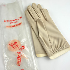 NOS Miss Aris Beige Stretch Knit Gloves Large