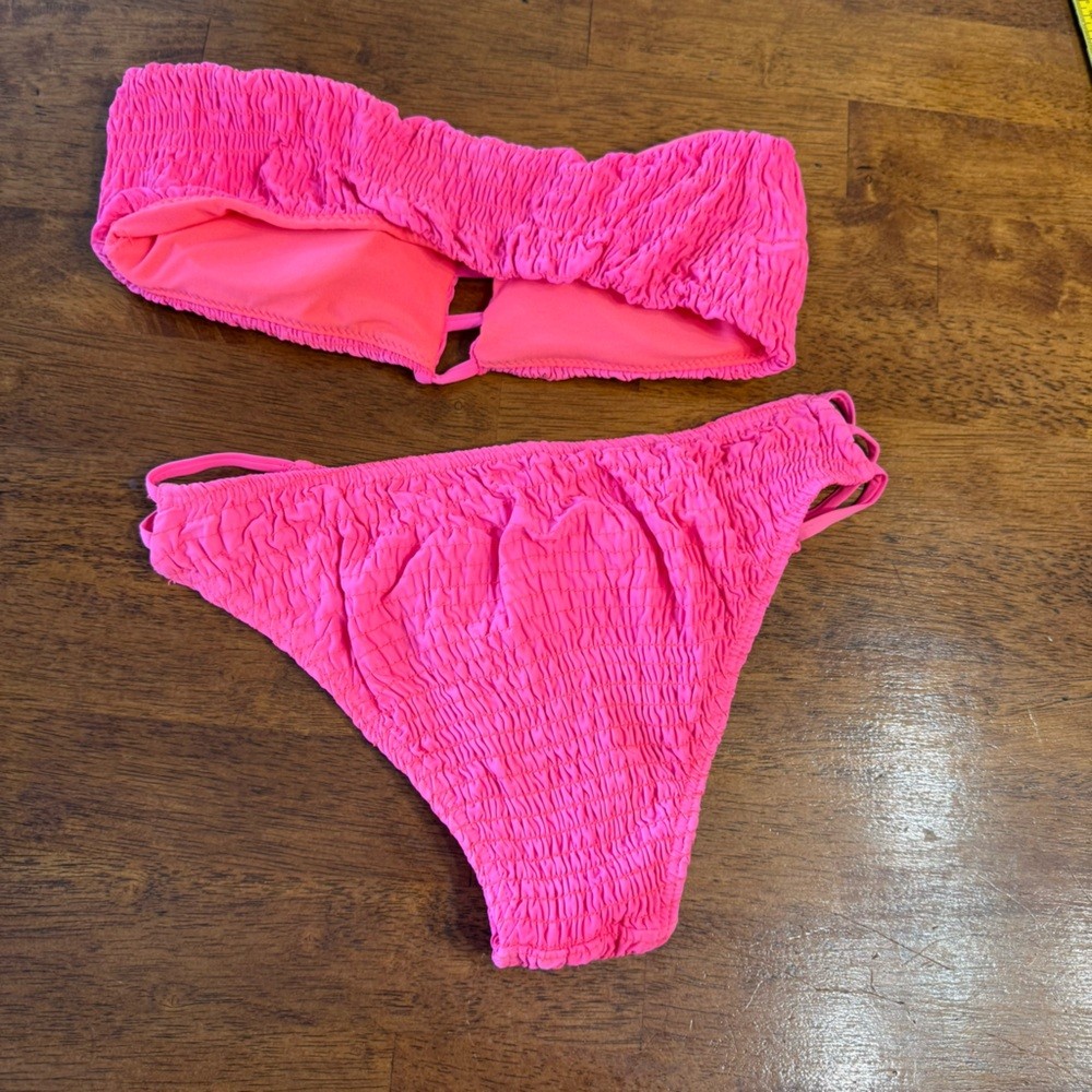 Envya Pink Bikini Set strapless size small View 2